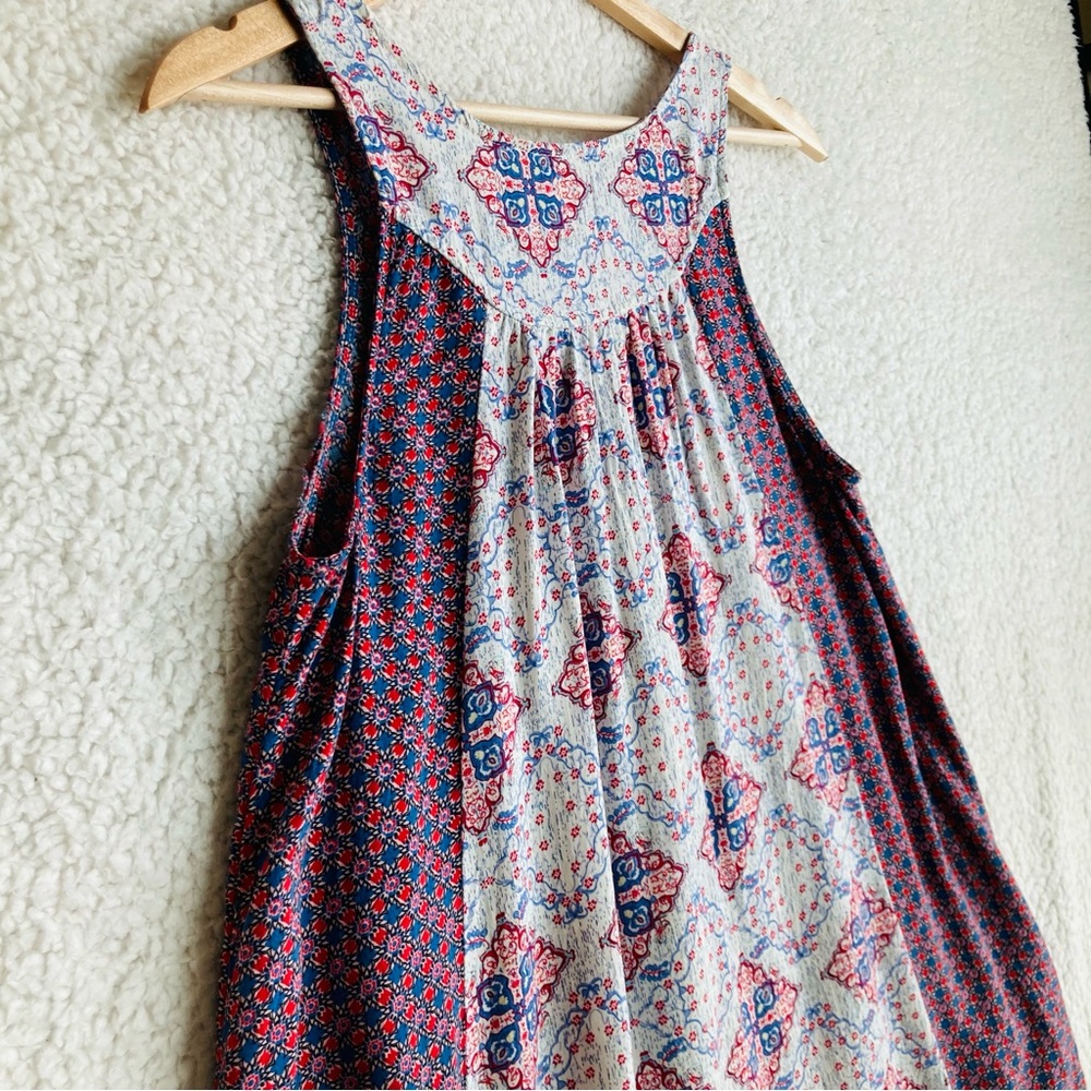 Umgee Women's blue red and cream sleeveless shift mini swing dress, Sz S - Picture 13 of 16